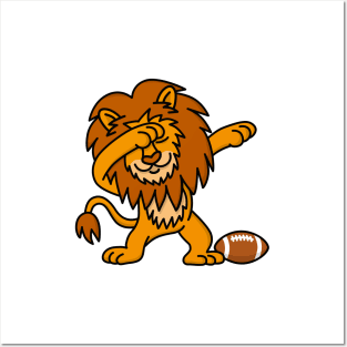Dab dabbing lion rugby American football funny Posters and Art
